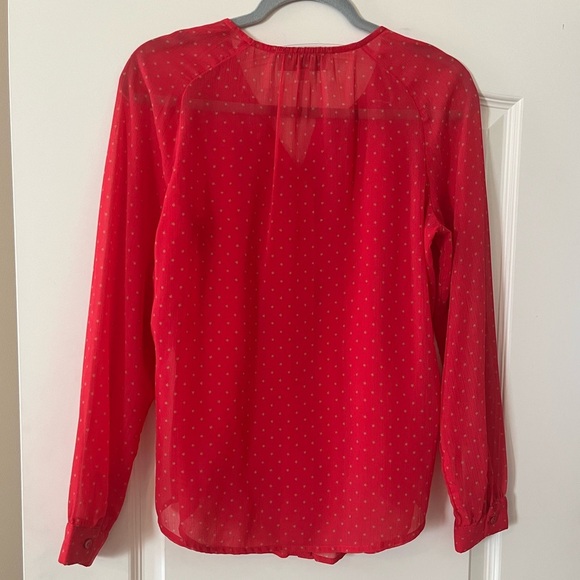 LOFT Raspberry Pink Long Sleeve Ruffle Blouse Women’s Size Small - Picture 3 of 16